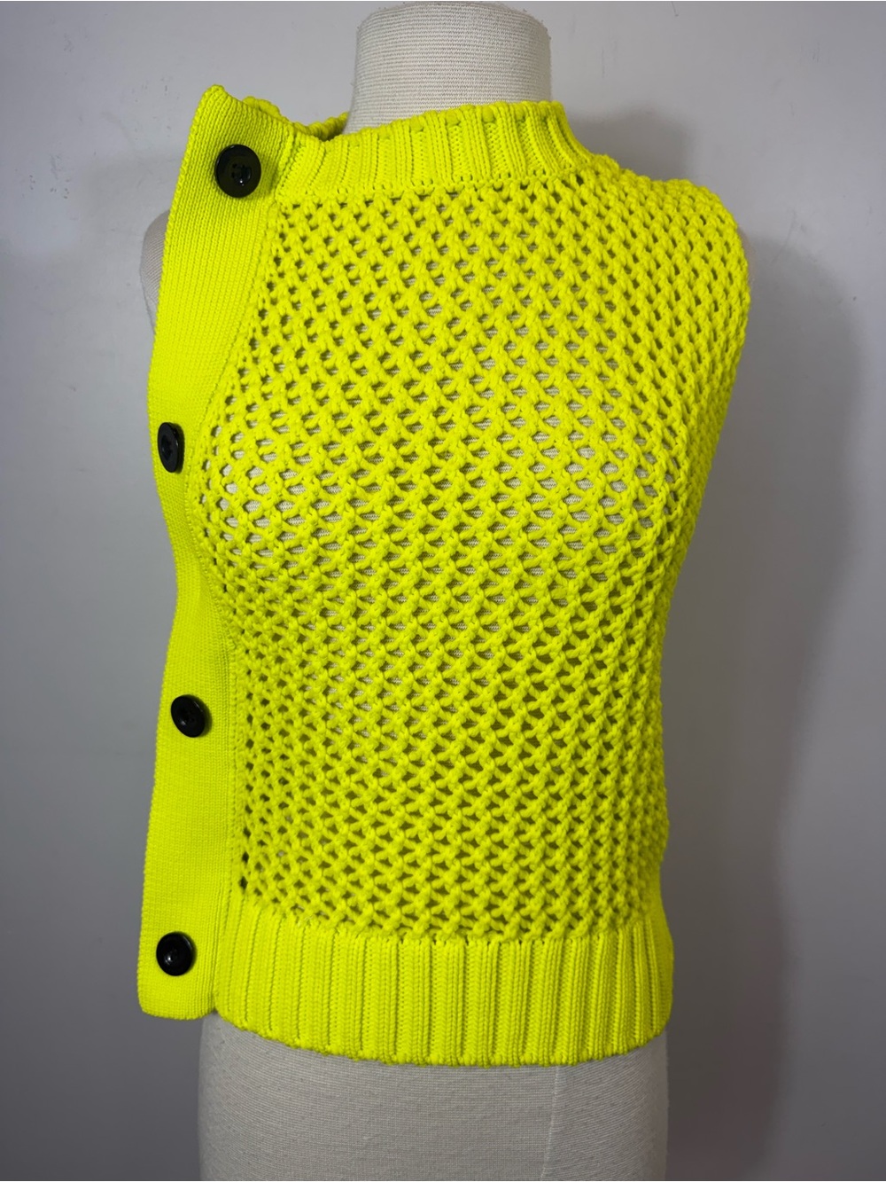 Sacai Neon Yellow Crochet Knit Tank Top US XS